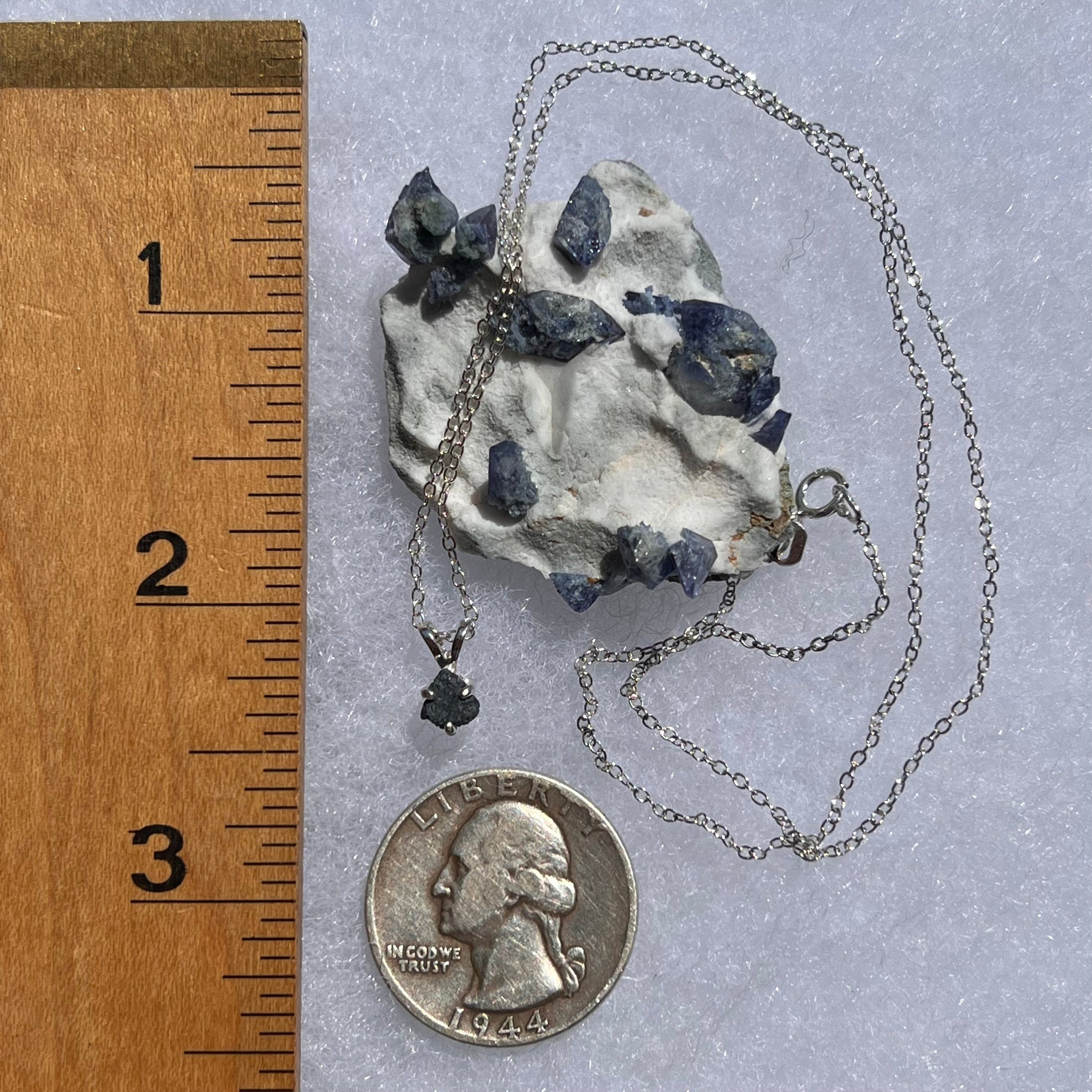Raw Benitoite Crystal Necklace Sterling #2792-Moldavite Life