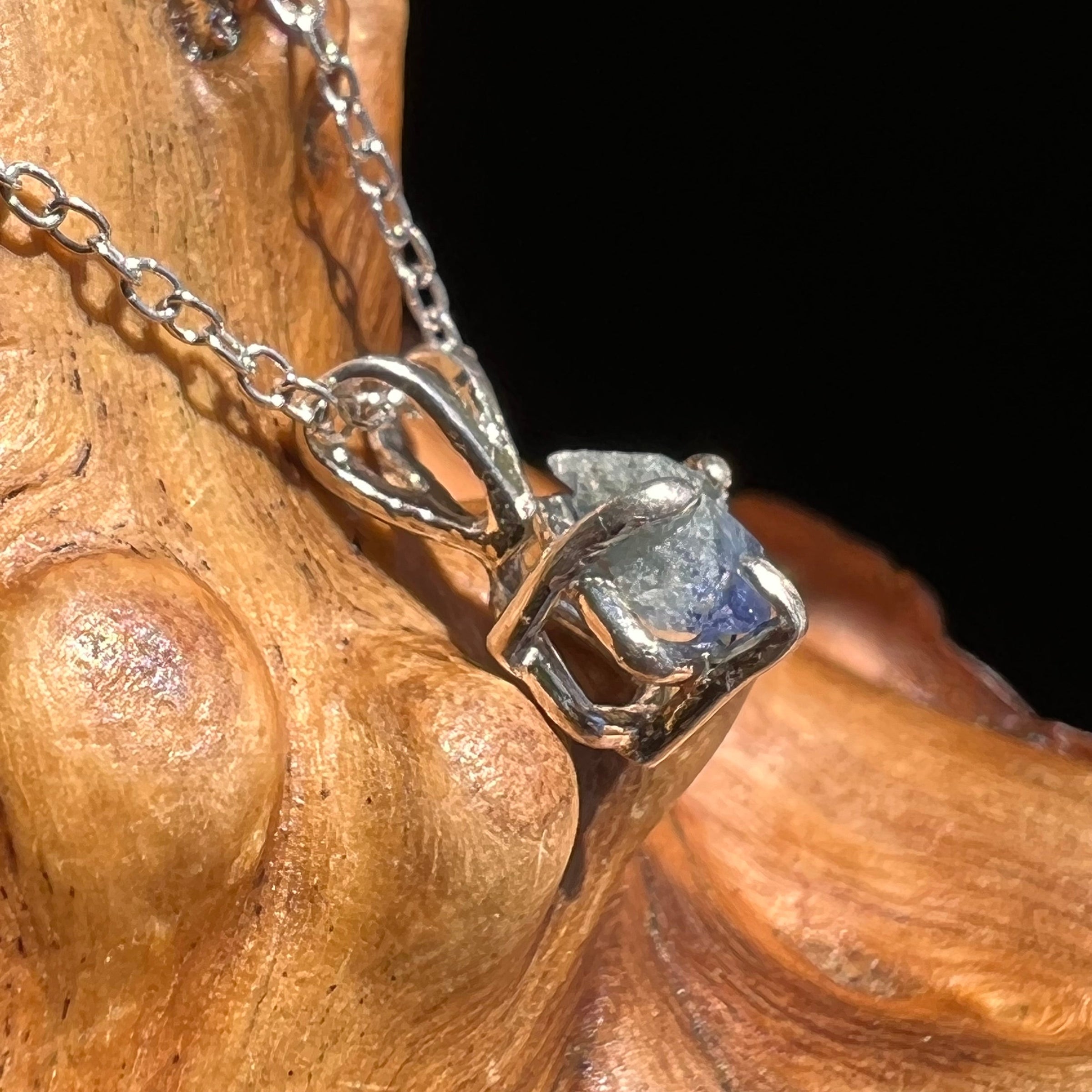 Raw Benitoite Crystal Necklace Sterling #2795-Moldavite Life