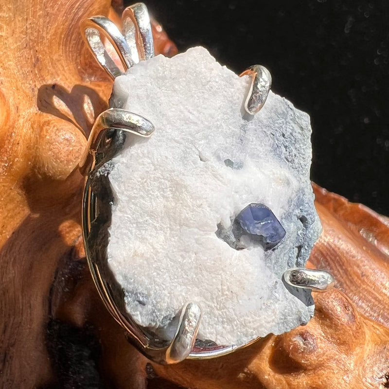 Raw Benitoite Crystal in Matrix Pendant Sterling #2500A-Moldavite Life