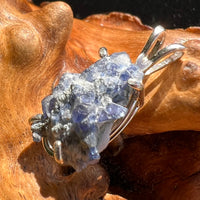 Raw Benitoite Crystal in Matrix Pendant Sterling #2508-Moldavite Life