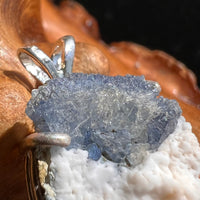 Raw Benitoite Crystal in Matrix Pendant Sterling #2509-Moldavite Life