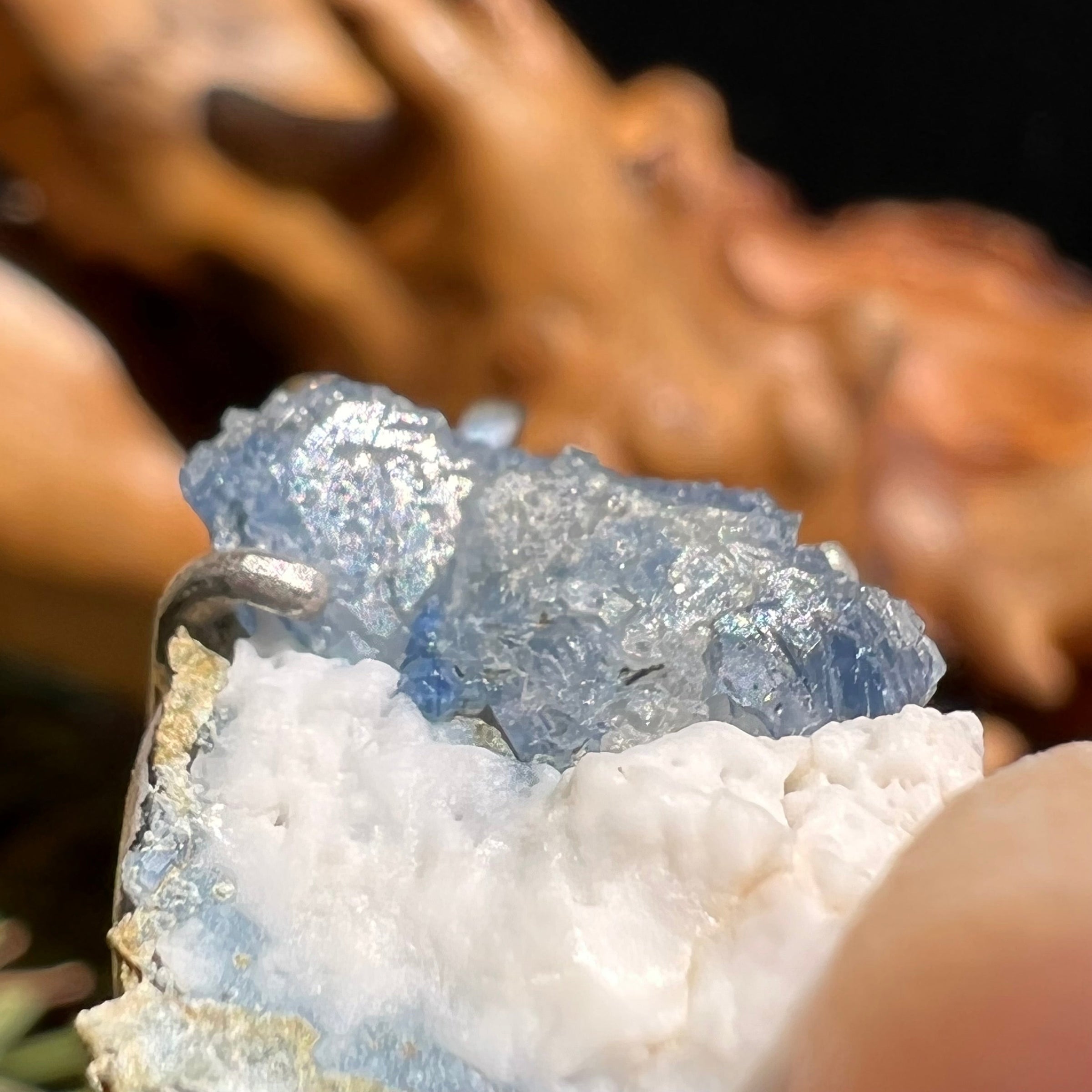 Raw Benitoite Crystal in Matrix Pendant Sterling #2509-Moldavite Life