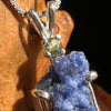 Raw Benitoite & Moldavite Necklace Sterling #2524-Moldavite Life