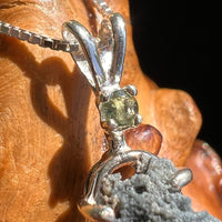Raw Benitoite & Moldavite Necklace Sterling #2595-Moldavite Life