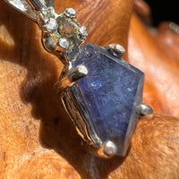 Raw Benitoite & Moldavite Necklace Sterling #2596-Moldavite Life