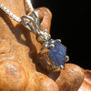 Raw Benitoite & Moldavite Necklace Sterling #2596-Moldavite Life