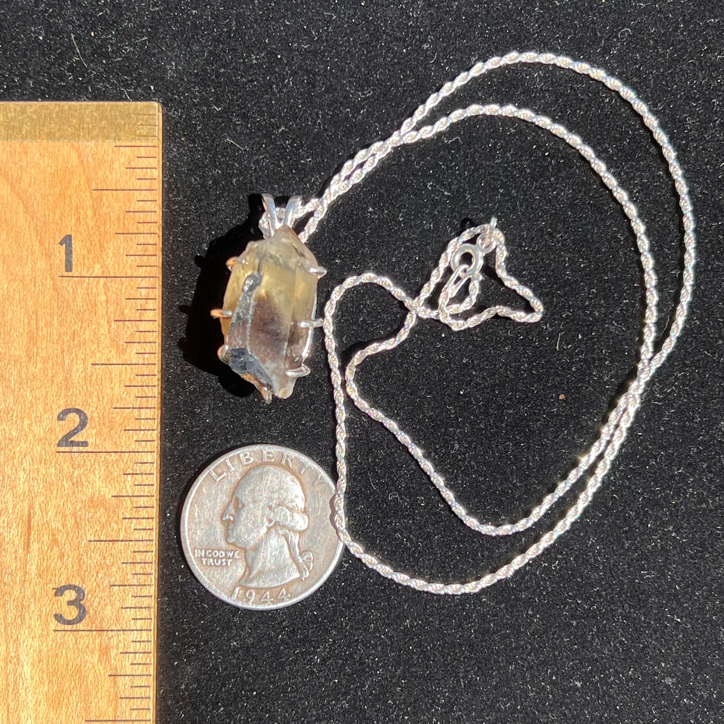 Raw Citrine Crystal Necklace Sterling Silver #2244-Moldavite Life