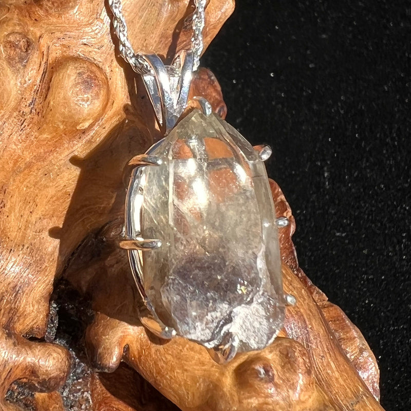Raw Citrine Crystal Necklace Sterling Silver #2245-Moldavite Life
