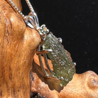 Raw + Faceted Moldavite Necklace Sterling Silver #2568-Moldavite Life