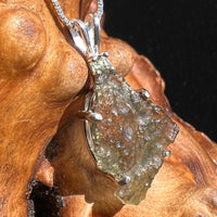 Raw + Faceted Moldavite Necklace Sterling Silver #2569-Moldavite Life