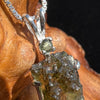 Raw + Faceted Moldavite Necklace Sterling Silver #2570-Moldavite Life