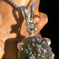 Raw & Faceted Moldavite Necklace Sterling Silver #5073-Moldavite Life