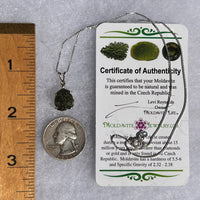 Raw & Faceted Moldavite Necklace Sterling Silver #5073-Moldavite Life