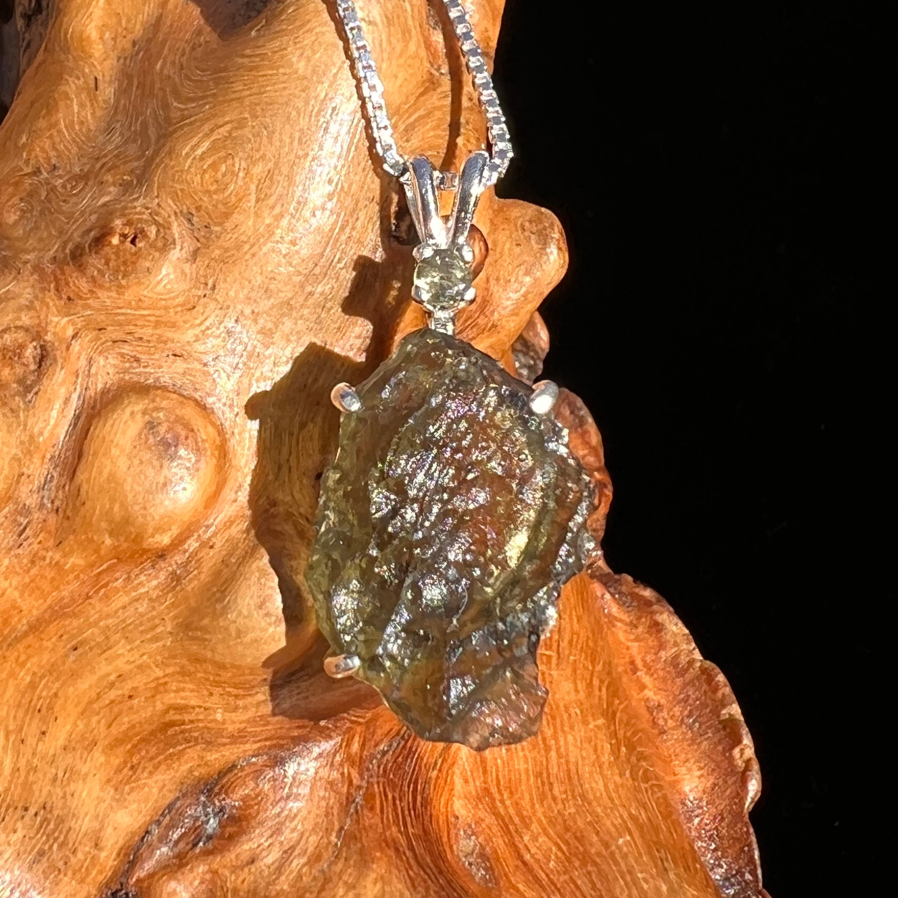 Raw Faceted Moldavite Necklace Sterling Certified Moldavite Life