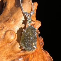 Raw & Faceted Moldavite Necklace Sterling Silver #5077-Moldavite Life