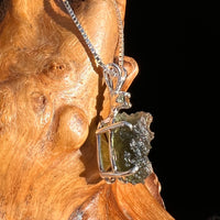 Raw & Faceted Moldavite Necklace Sterling Silver #5079-Moldavite Life