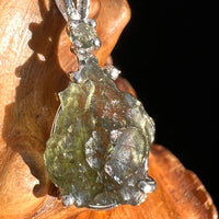 Raw & Faceted Moldavite Necklace Sterling Silver #5081-Moldavite Life