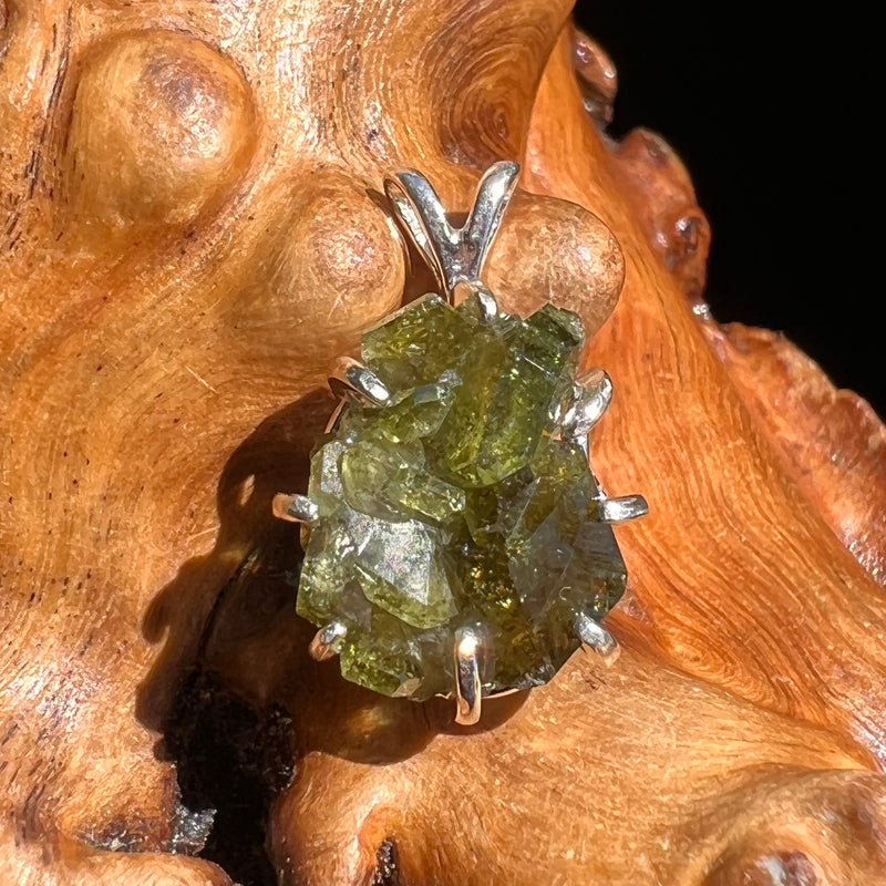 Raw Green Garnet Pendant Sterling Silver #2635-Moldavite Life