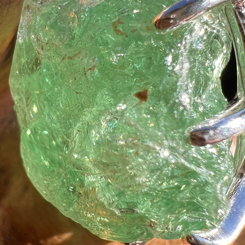 Raw Green Garnet Pendant Sterling Silver #3027-Moldavite Life