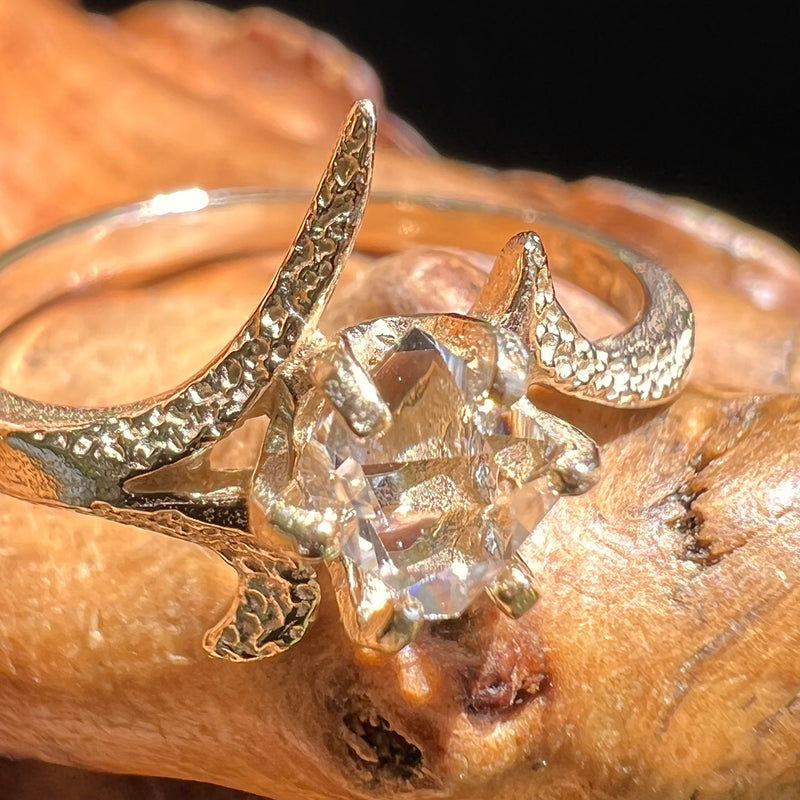 Raw Herkimer Diamond Ring 14k Gold #1034-Moldavite Life