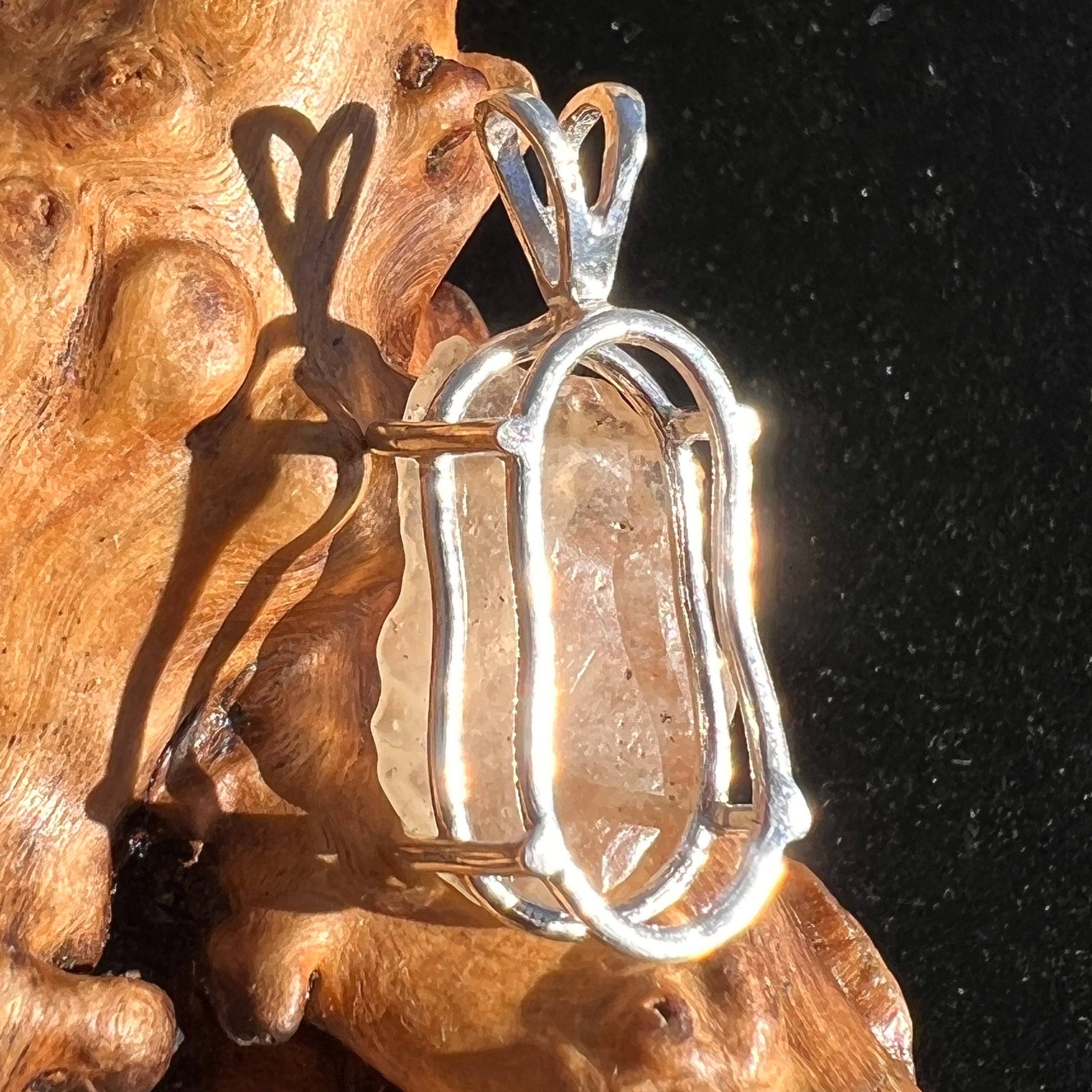 Raw Libyan Desert Glass Pendant Sterling Silver #11-Moldavite Life