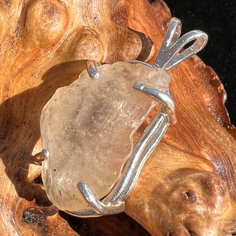 Raw Libyan Desert Glass Pendant Sterling Silver #11-Moldavite Life