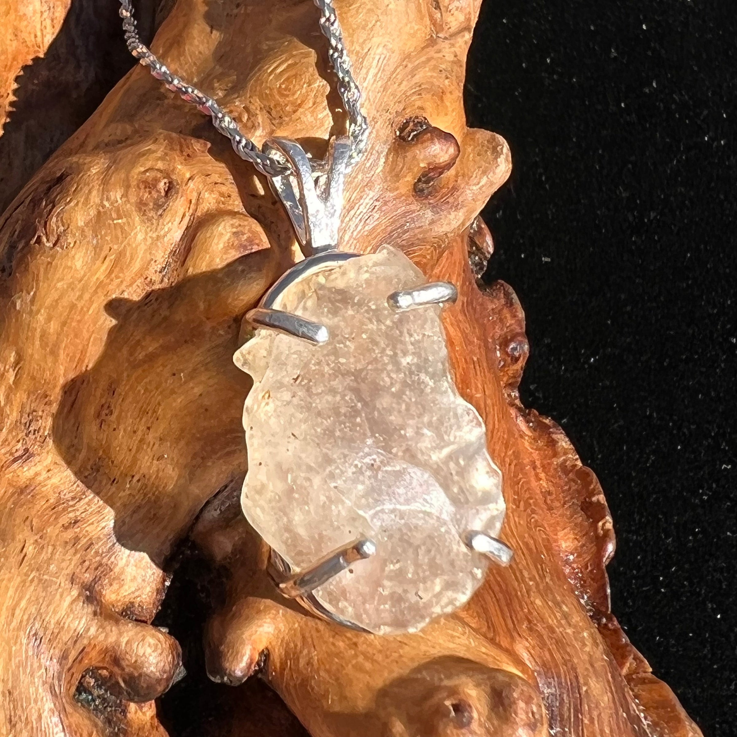 Raw Libyan Desert Glass Pendant Sterling Silver #11-Moldavite Life