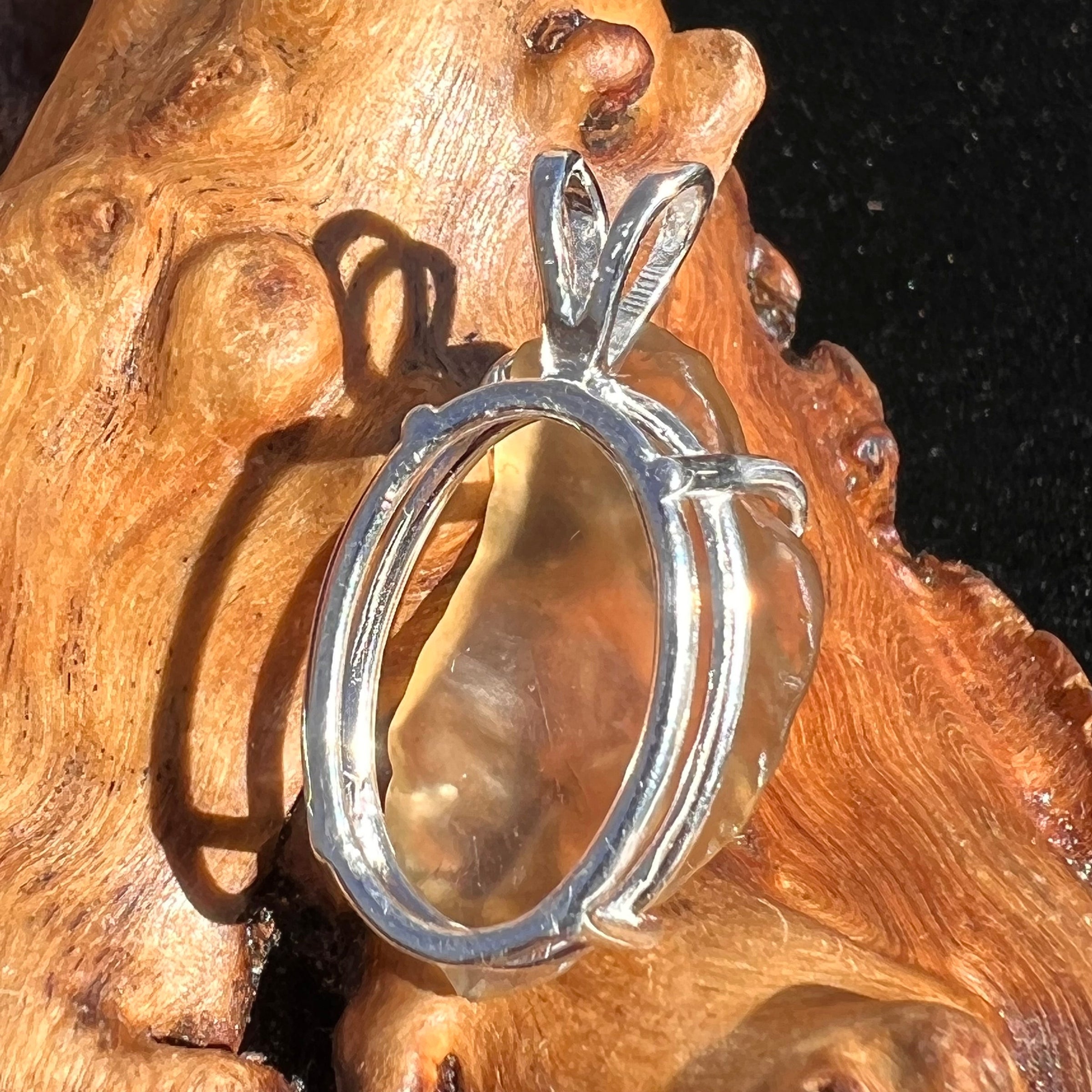 Raw Libyan Desert Glass Pendant Sterling Silver #13-Moldavite Life