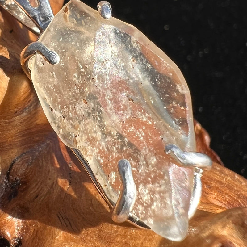 Raw Libyan Desert Glass Pendant Sterling Silver #15-Moldavite Life