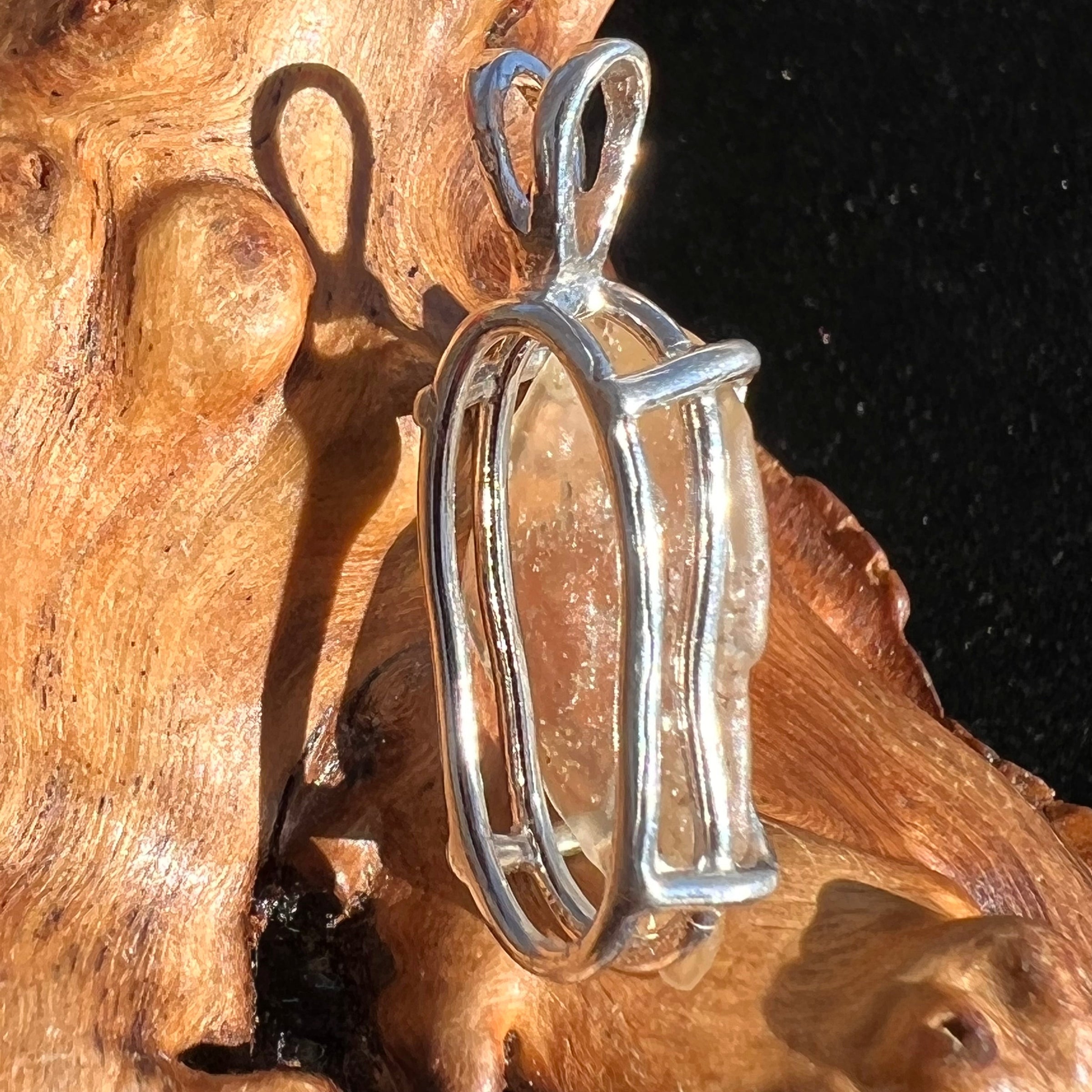 Raw Libyan Desert Glass Pendant Sterling Silver #15-Moldavite Life