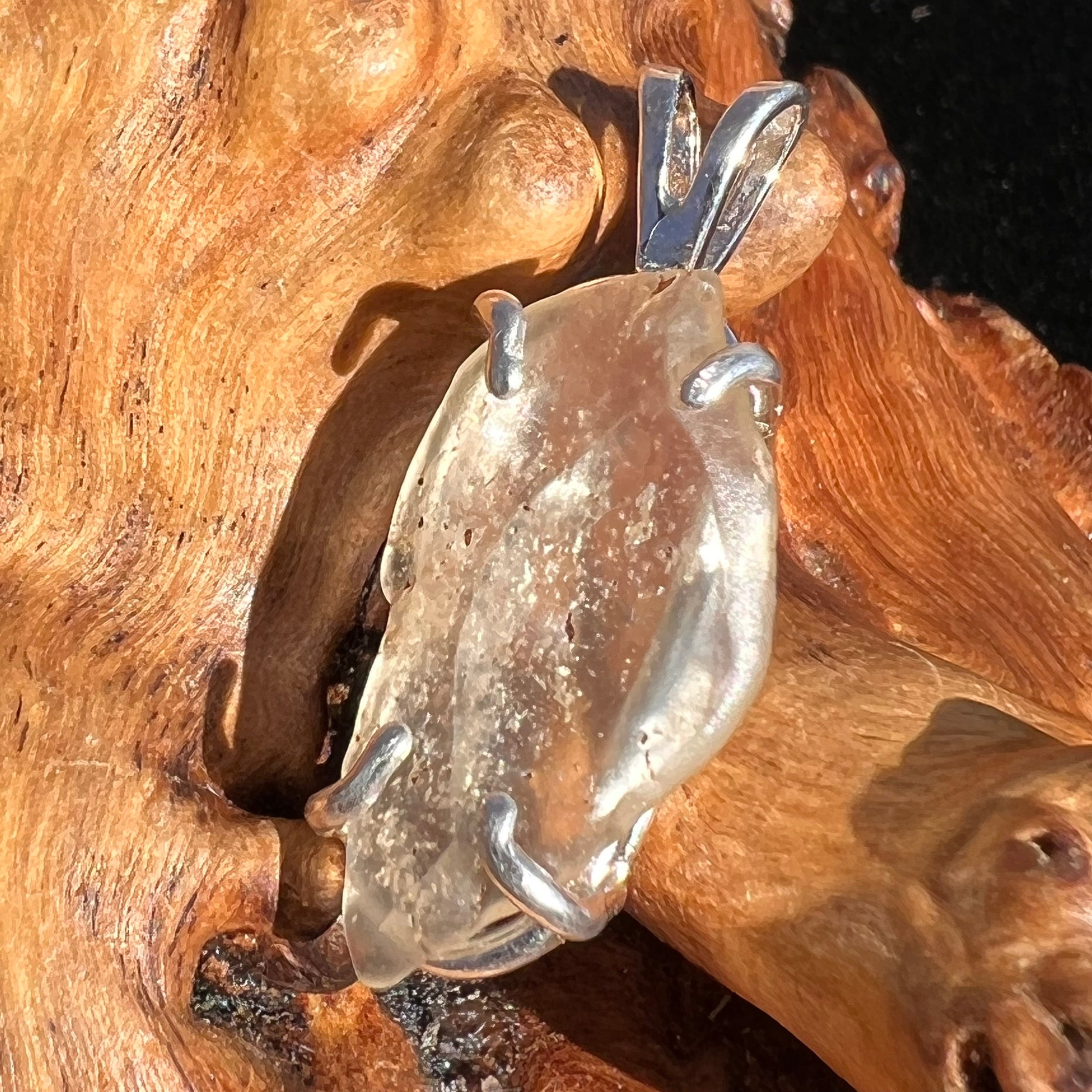 Raw Libyan Desert Glass Pendant Sterling Silver #15-Moldavite Life
