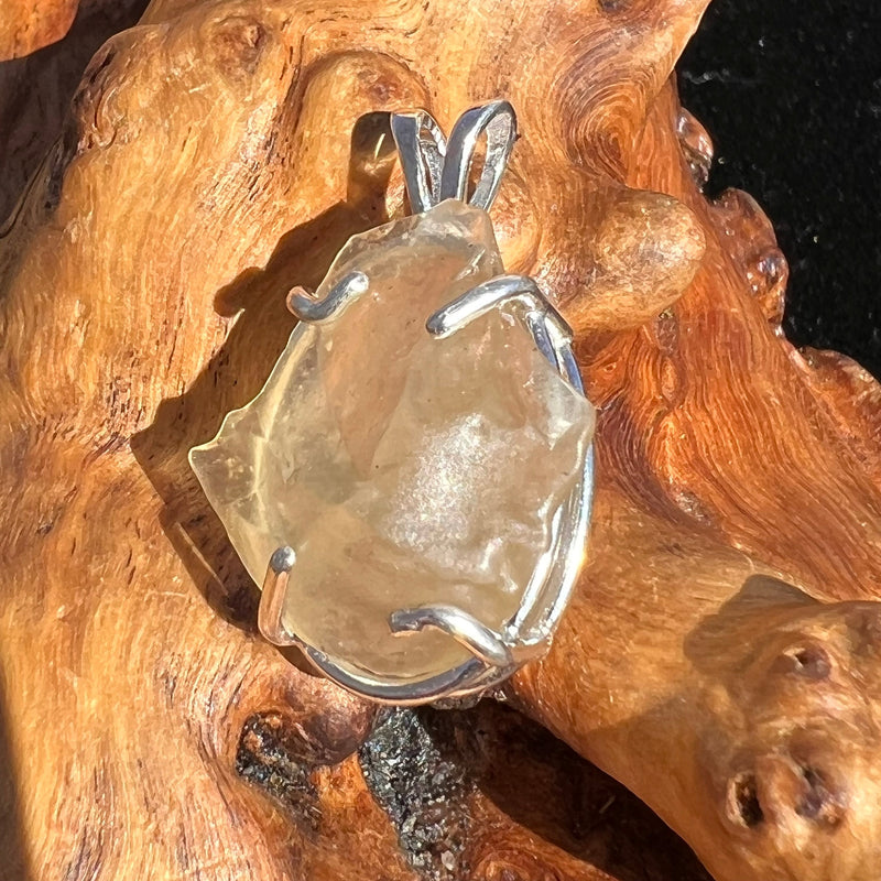Raw Libyan Desert Glass Pendant Sterling Silver #21-Moldavite Life