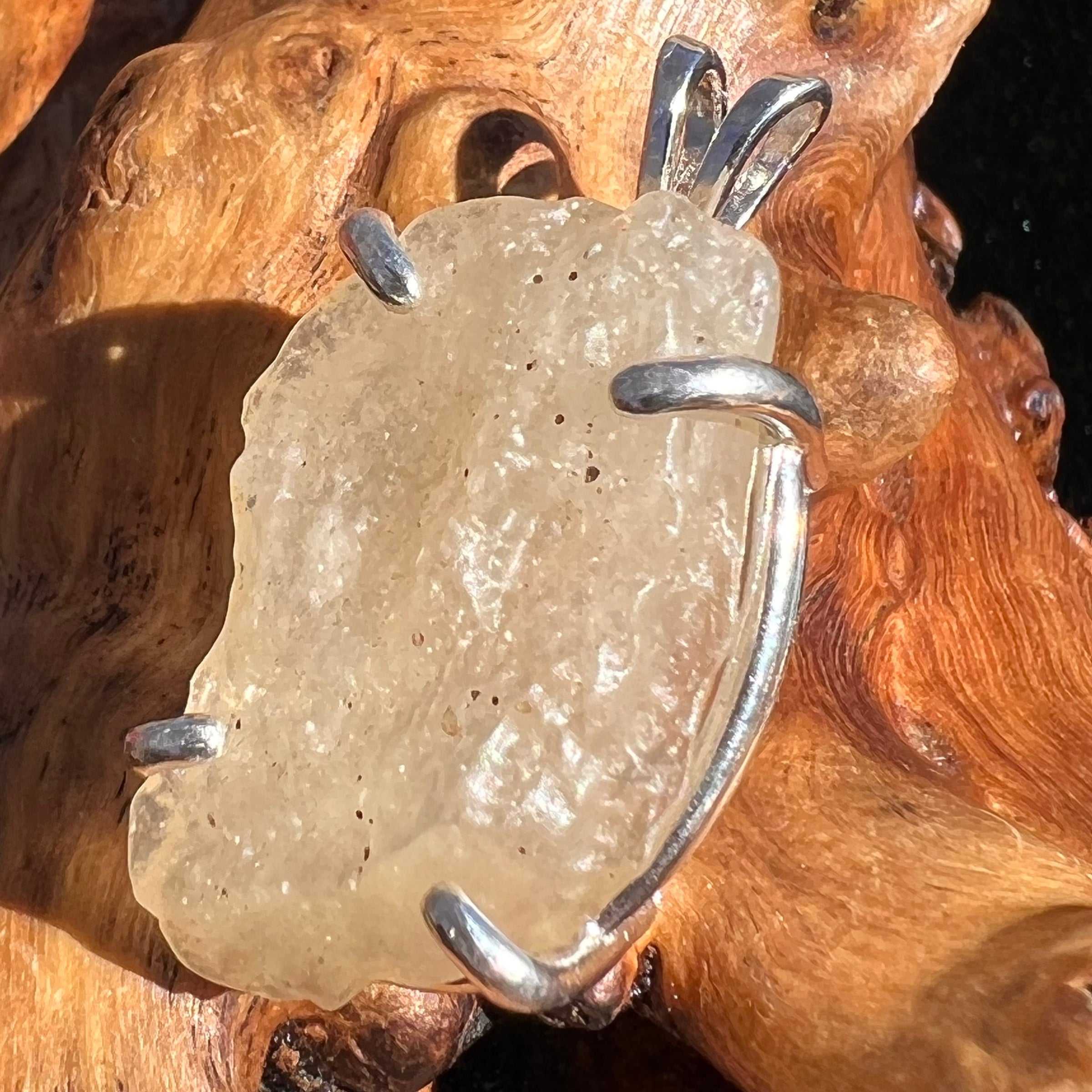 Raw Libyan Desert Glass Pendant Sterling Silver #3-Moldavite Life