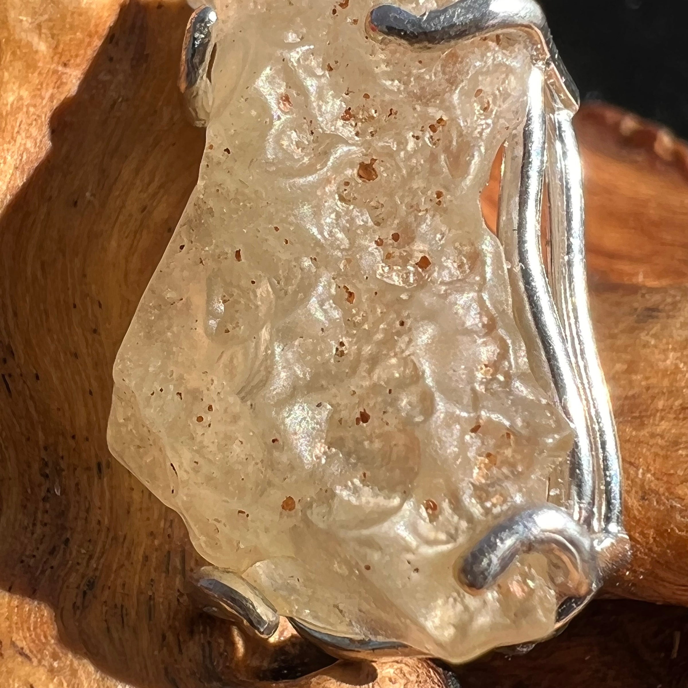 Raw Libyan Desert Glass Pendant Sterling Silver #5-Moldavite Life