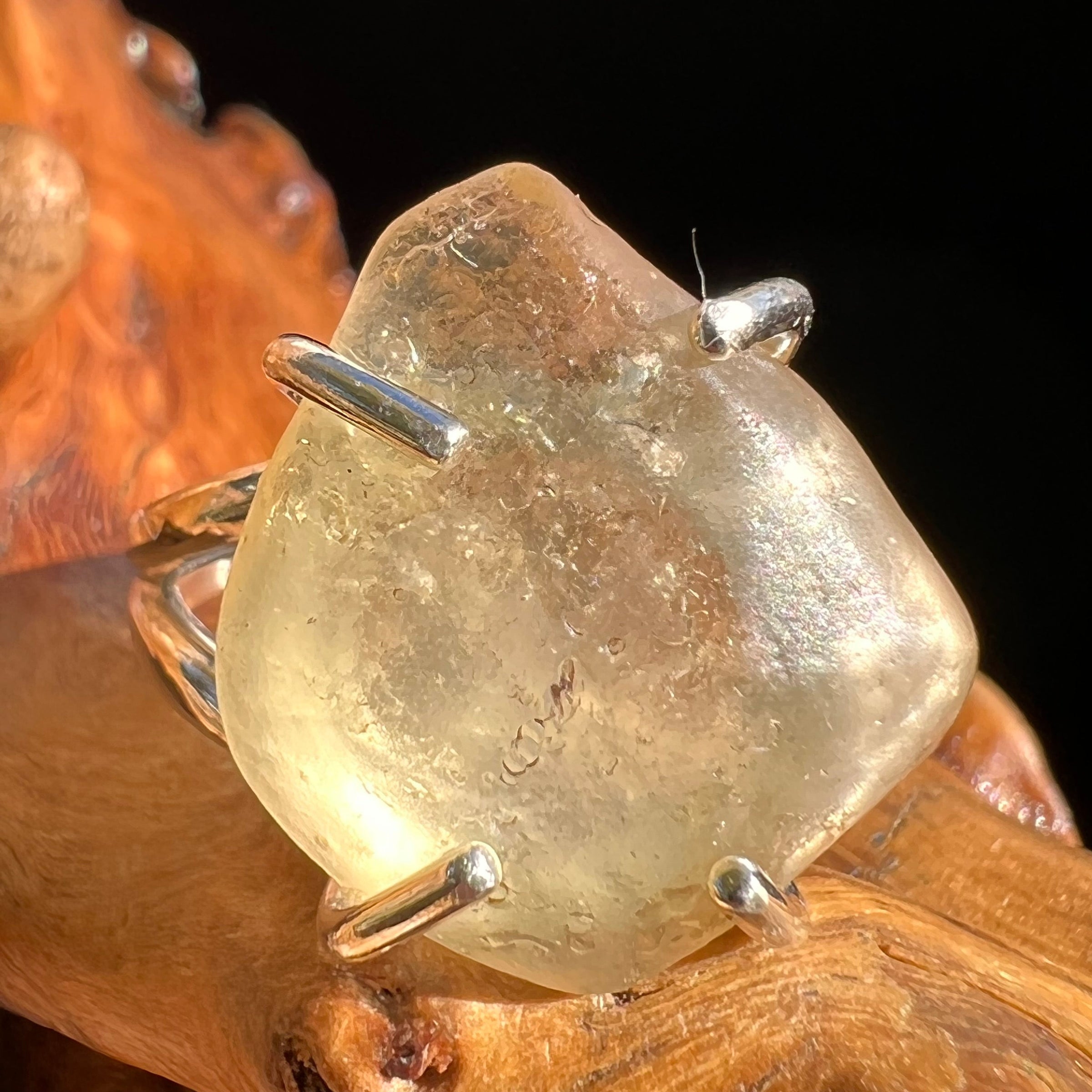 Raw Libyan Desert Glass Ring Size 7 #2986-Moldavite Life