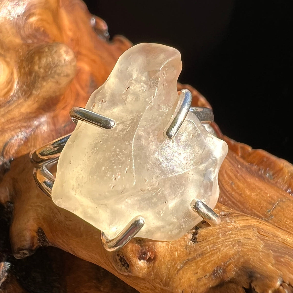 Raw Libyan Desert Glass Ring Size 9 #2985-Moldavite Life