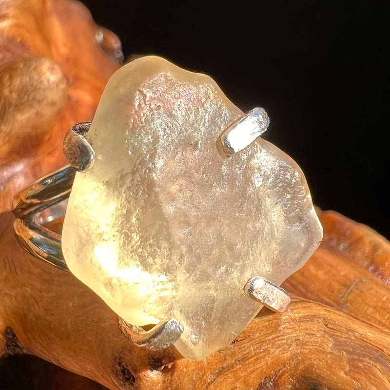 Raw Libyan Desert Glass Ring Size 9 #2987-Moldavite Life