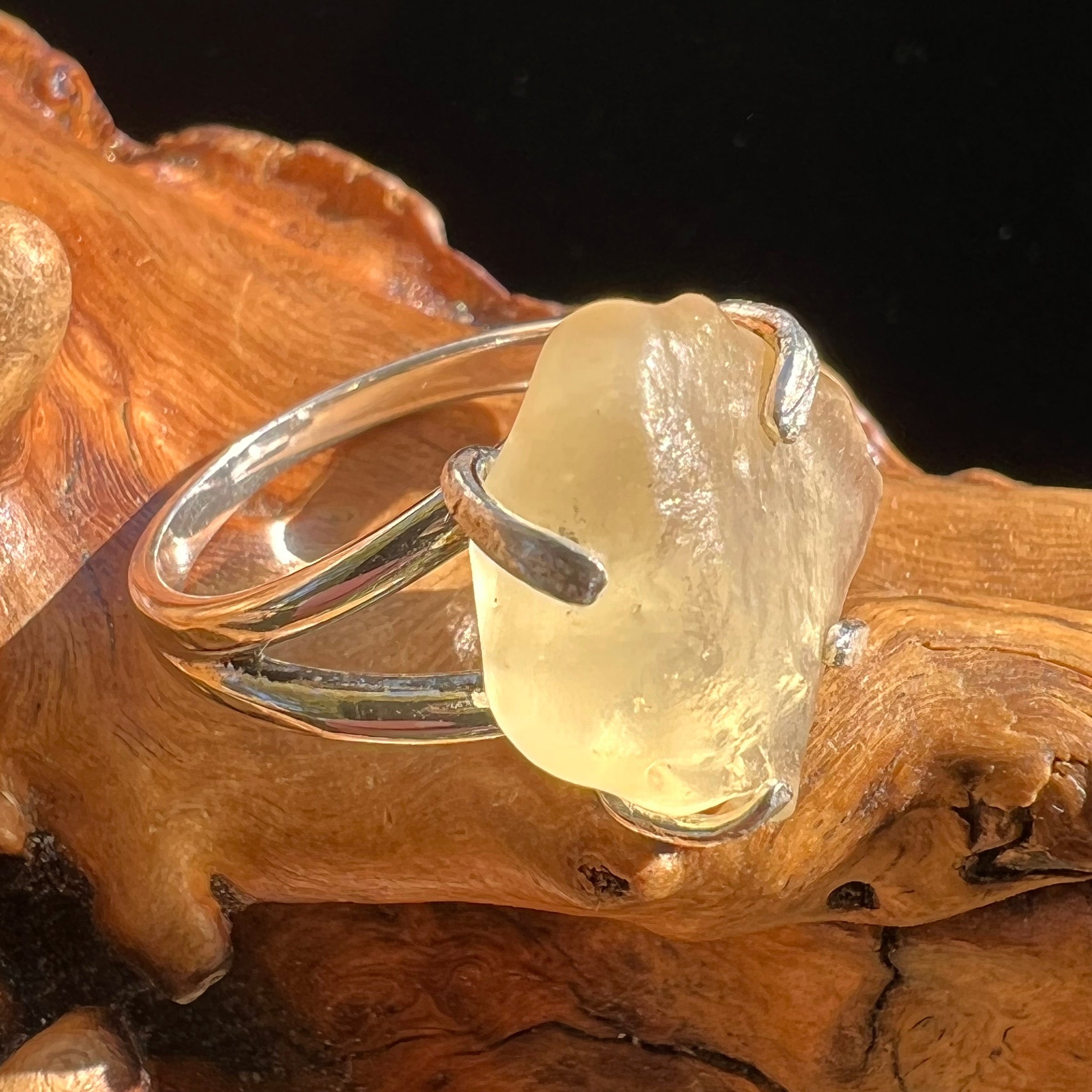 Raw Libyan Desert Glass Ring Size 9 #2987-Moldavite Life