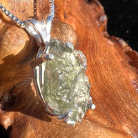 Raw Moldavite Pendant Oval Shape Sterling Silver #2229-Moldavite Life