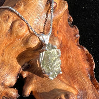 Raw Moldavite Pendant Oval Shape Sterling Silver #2229-Moldavite Life