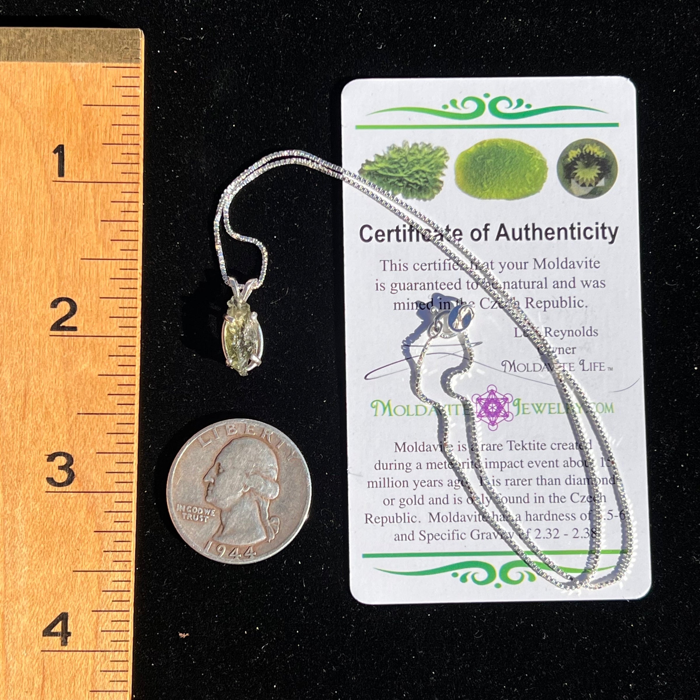 Raw Moldavite Pendant Oval Shape Sterling Silver #2232-Moldavite Life