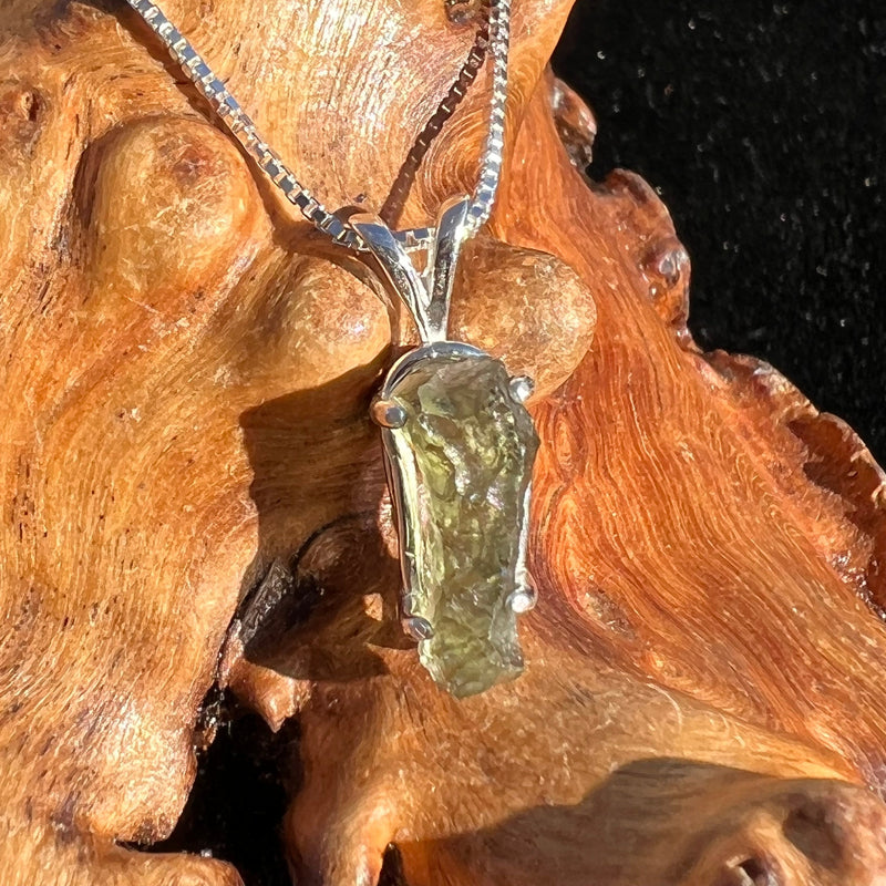 Raw Moldavite Pendant Oval Shape Sterling Silver #2233-Moldavite Life