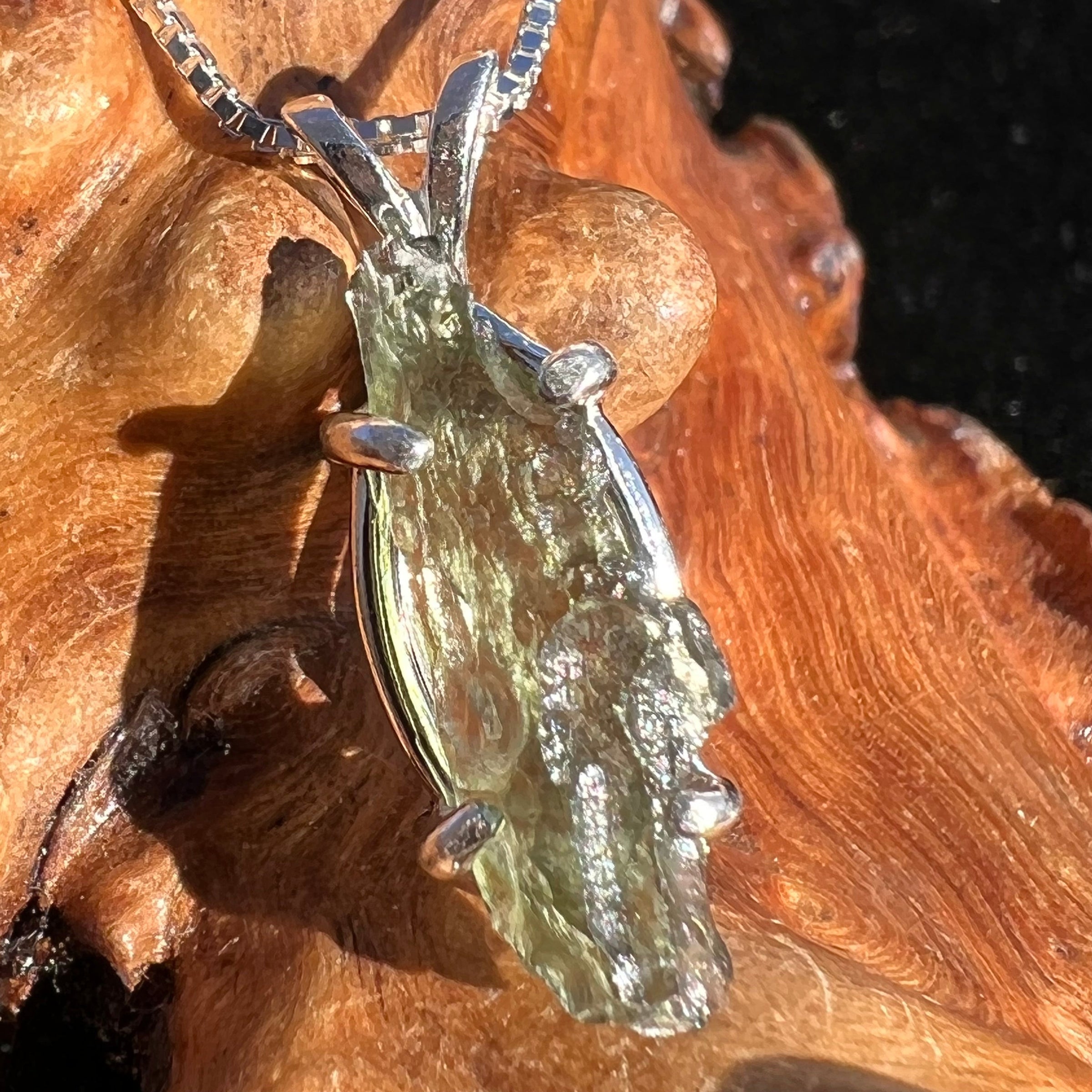 Raw Moldavite Pendant Sterling Silver #2236-Moldavite Life