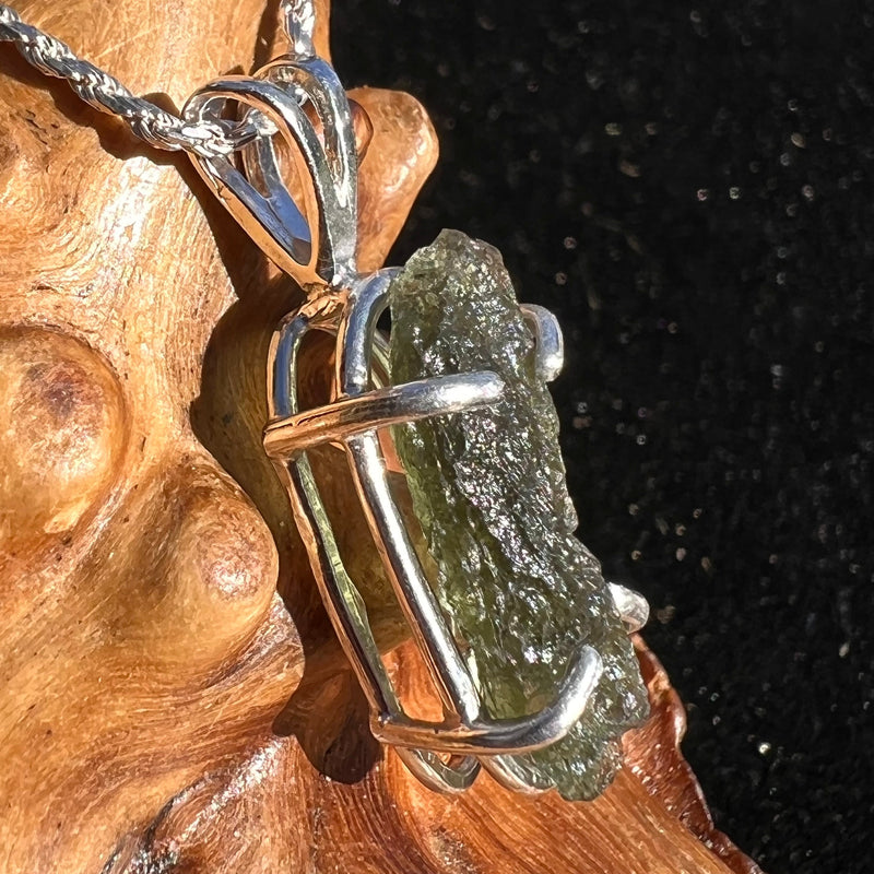 Raw Moldavite Necklace Sterling Silver #2429-Moldavite Life