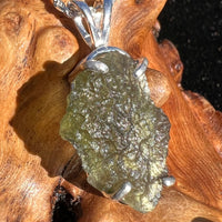 Raw Moldavite Necklace Sterling Silver #2431-Moldavite Life