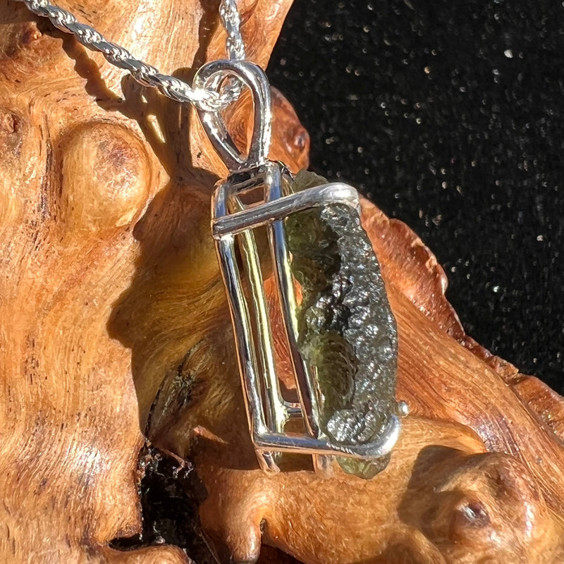 Raw Moldavite Necklace Sterling Silver #2431-Moldavite Life