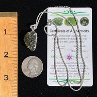 Raw Moldavite Necklace Sterling Silver #2431-Moldavite Life