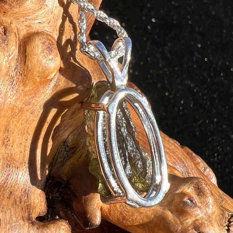 Raw Moldavite Necklace Sterling Silver #2433-Moldavite Life