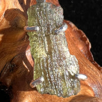 Raw Moldavite Pendant Oval Shape Sterling Silver #2202-Moldavite Life