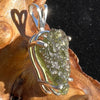 Raw Moldavite Pendant Oval Shape Sterling Silver #2203-Moldavite Life